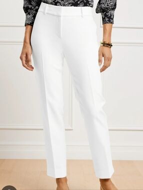 Talbots Southhampton Tailored Stretch Straight Leg White Pants Size 16 Petite
